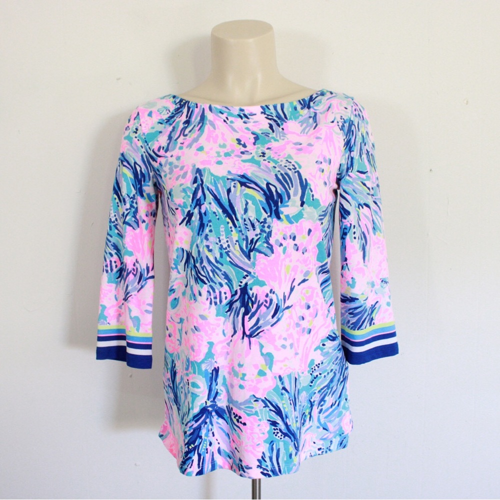 Lilly Pulitzer Fan Sea Periwinkle Waverly Top